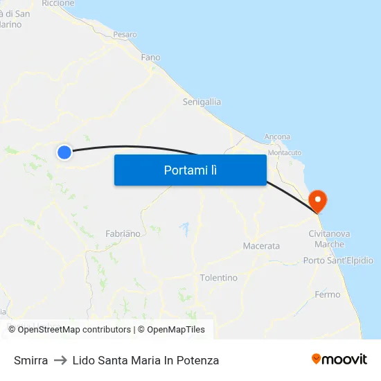Smirra to Lido Santa Maria In Potenza map