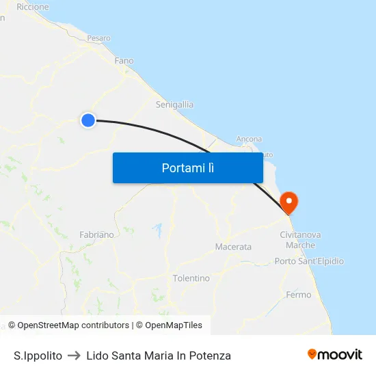 S.Ippolito to Lido Santa Maria In Potenza map