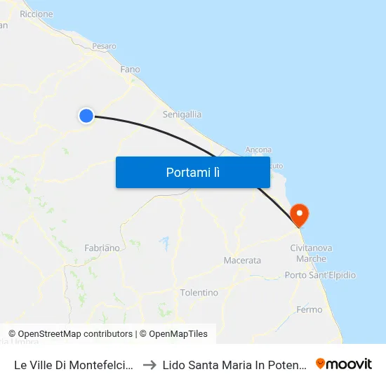 Le Ville Di Montefelcino to Lido Santa Maria In Potenza map