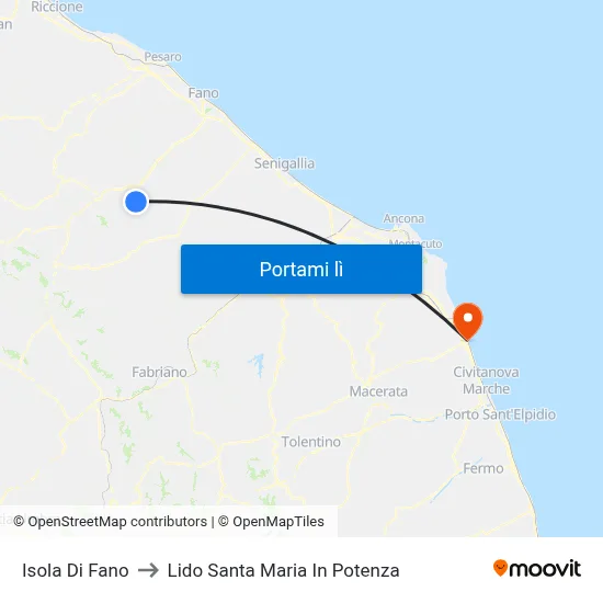 Isola Di Fano to Lido Santa Maria In Potenza map