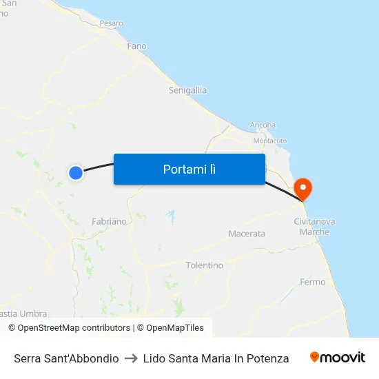 Serra Sant'Abbondio to Lido Santa Maria In Potenza map