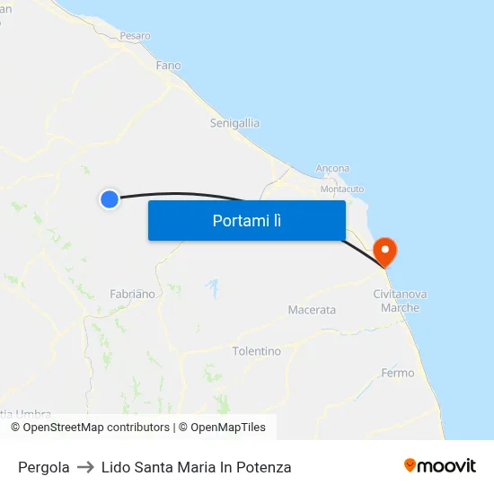 Pergola to Lido Santa Maria In Potenza map