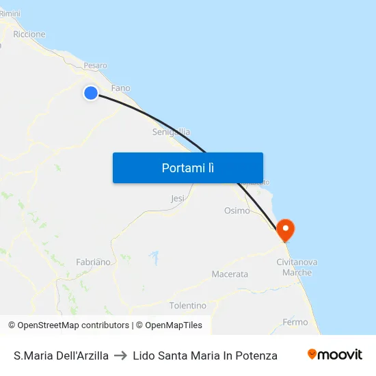 S.Maria Dell'Arzilla to Lido Santa Maria In Potenza map