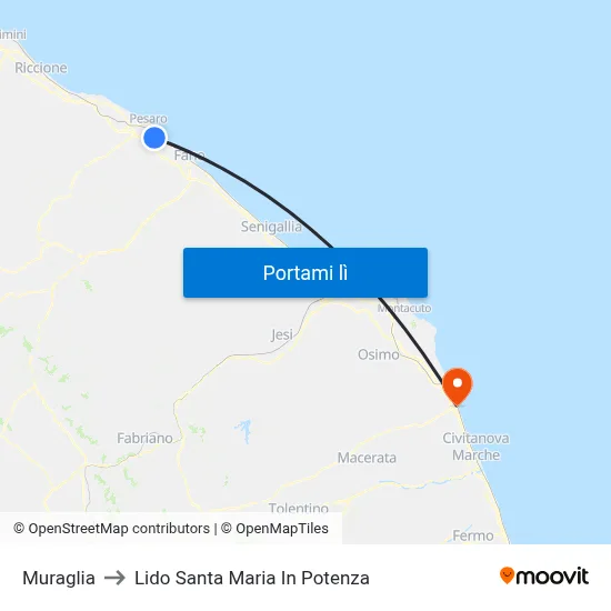 Muraglia to Lido Santa Maria In Potenza map