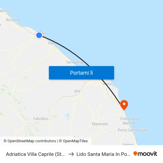Adriatica Villa Caprile (Stallo E) to Lido Santa Maria In Potenza map