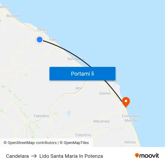 Candelara to Lido Santa Maria In Potenza map