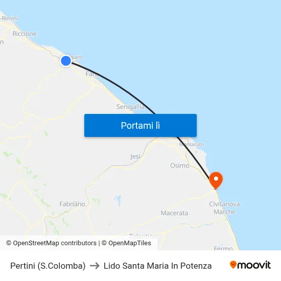 Pertini (S.Colomba) to Lido Santa Maria In Potenza map