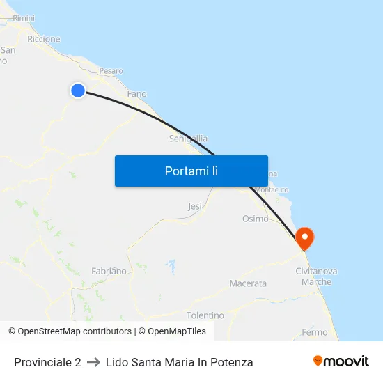 Provinciale 2 to Lido Santa Maria In Potenza map