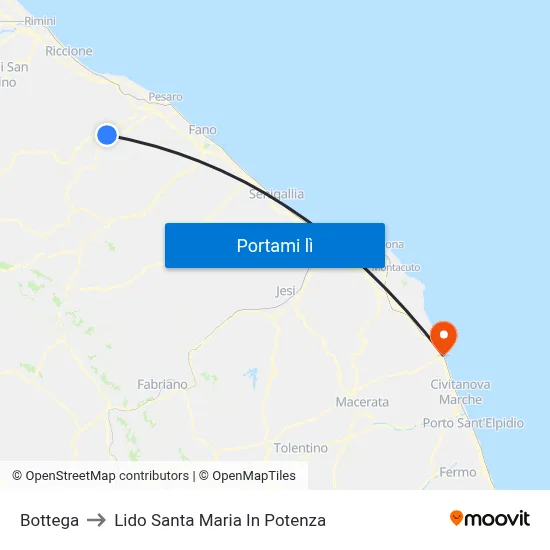 Bottega to Lido Santa Maria In Potenza map