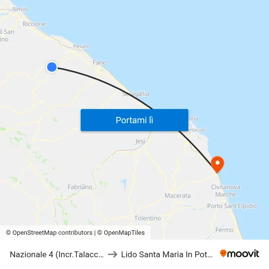 Nazionale 4 (Incr.Talacchio) to Lido Santa Maria In Potenza map