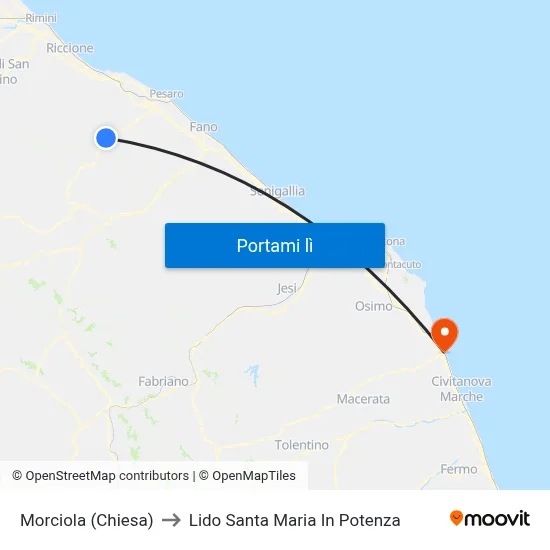 Morciola (Chiesa) to Lido Santa Maria In Potenza map