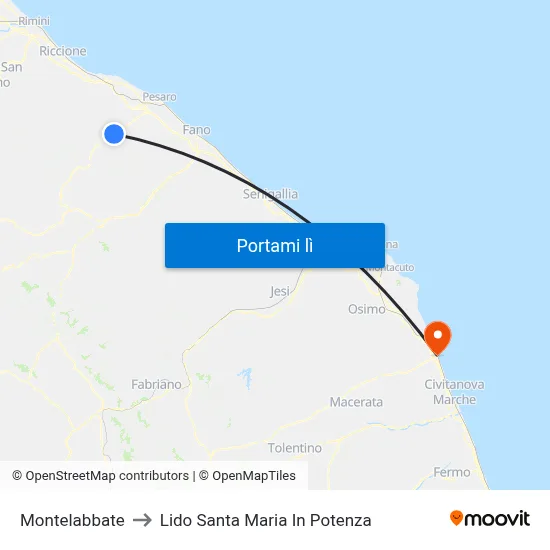 Montelabbate to Lido Santa Maria In Potenza map