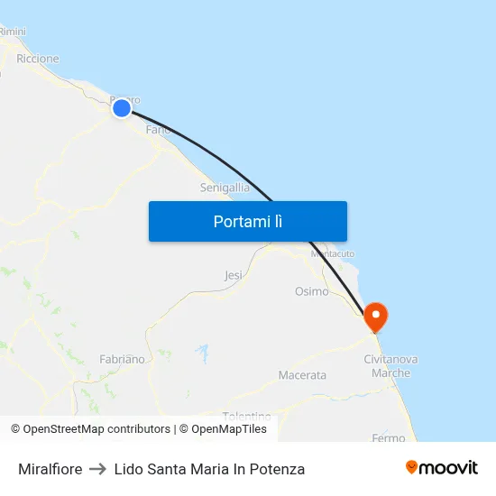 Miralfiore to Lido Santa Maria In Potenza map