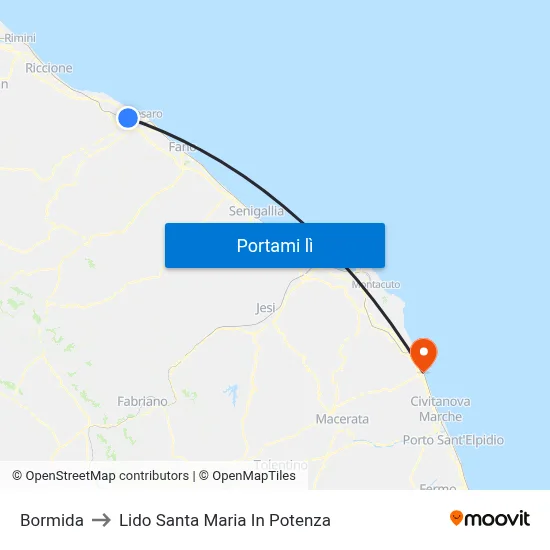 Bormida to Lido Santa Maria In Potenza map