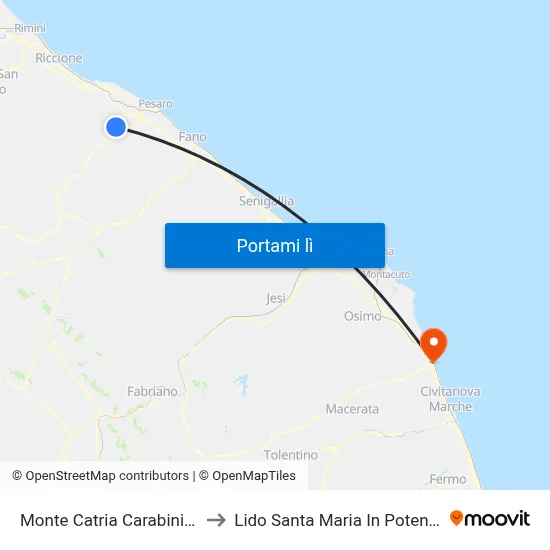 Monte Catria Carabinieri to Lido Santa Maria In Potenza map