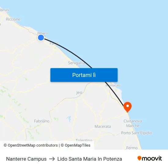 Nanterre Campus to Lido Santa Maria In Potenza map