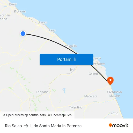 Rio Salso to Lido Santa Maria In Potenza map