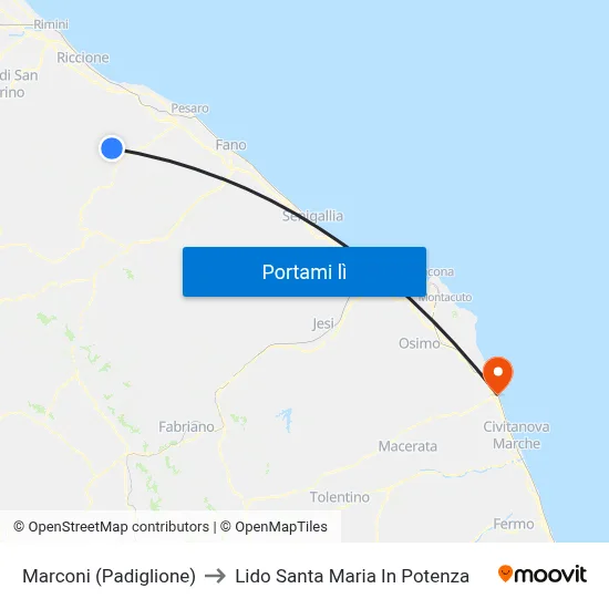 Marconi (Padiglione) to Lido Santa Maria In Potenza map