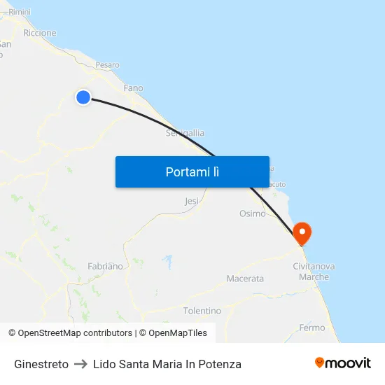 Ginestreto to Lido Santa Maria In Potenza map