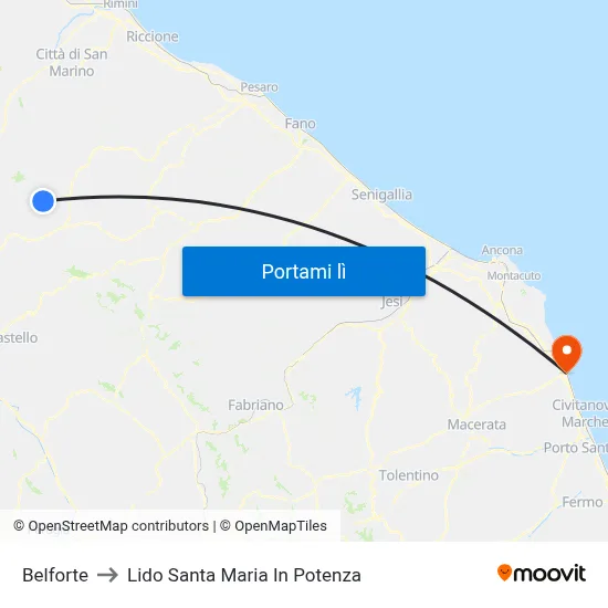 Belforte to Lido Santa Maria In Potenza map