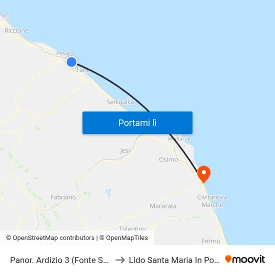 Panor. Ardizio 3 (Fonte Saiano) to Lido Santa Maria In Potenza map