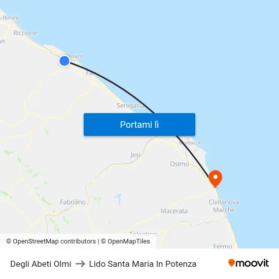 Degli Abeti Olmi to Lido Santa Maria In Potenza map