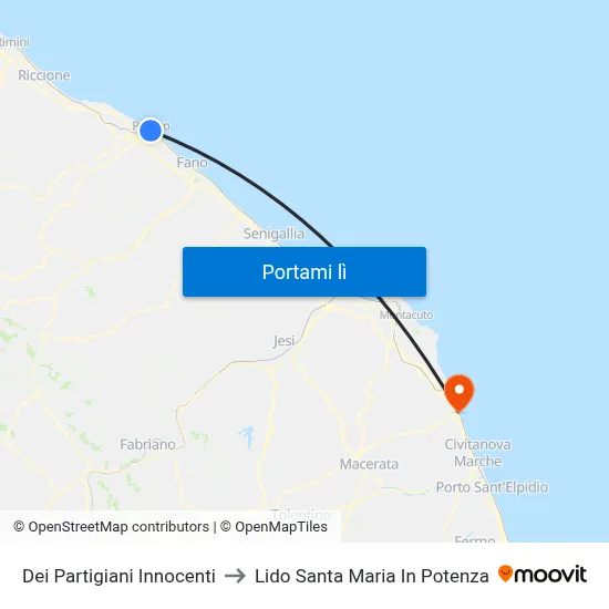 Dei Partigiani Innocenti to Lido Santa Maria In Potenza map
