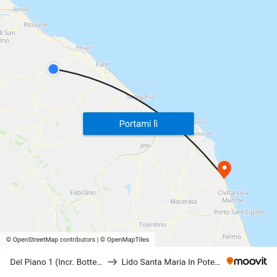 Del Piano 1 (Incr. Bottega) to Lido Santa Maria In Potenza map