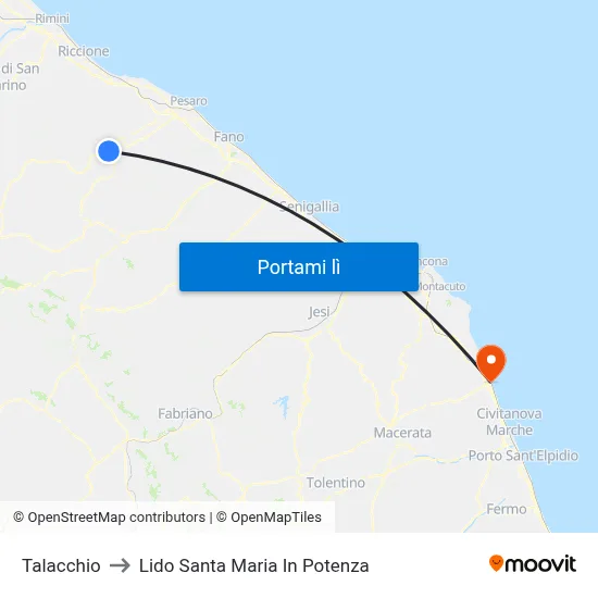 Talacchio to Lido Santa Maria In Potenza map