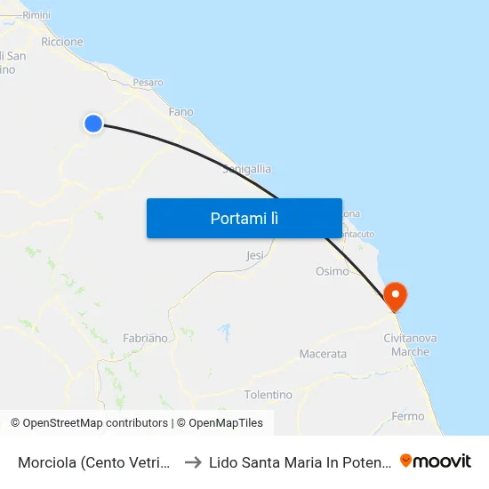 Morciola (Cento Vetrine) to Lido Santa Maria In Potenza map