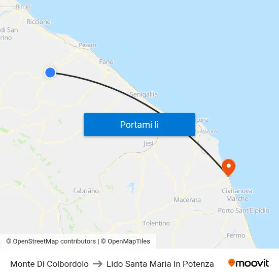 Monte Di Colbordolo to Lido Santa Maria In Potenza map