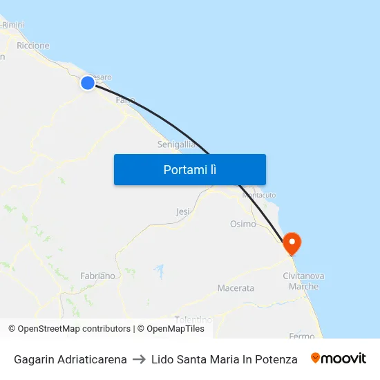 Gagarin Adriaticarena to Lido Santa Maria In Potenza map