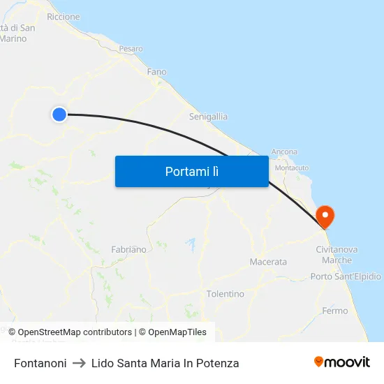 Fontanoni to Lido Santa Maria In Potenza map
