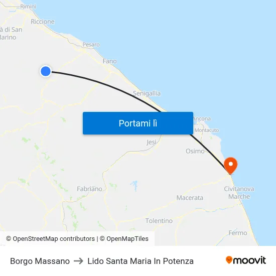 Borgo Massano to Lido Santa Maria In Potenza map