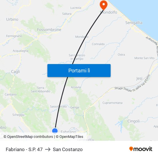 Fabriano - S.P. 47 to San Costanzo map