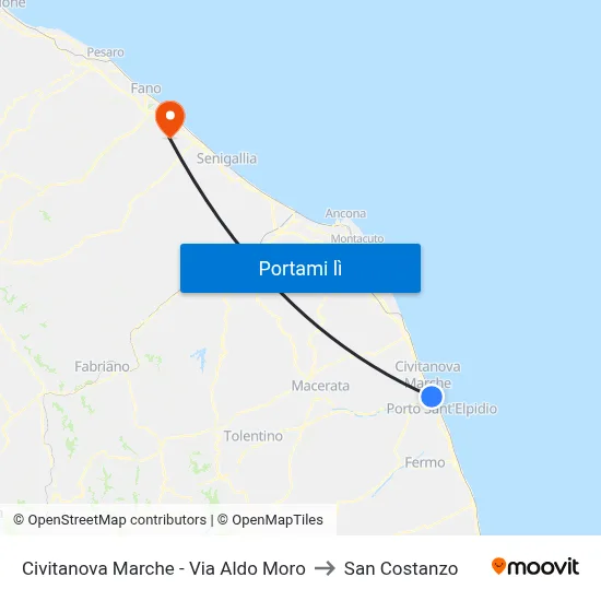 Civitanova Marche - Via Aldo Moro to San Costanzo map