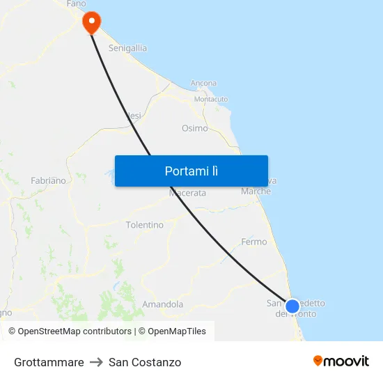 Grottammare to San Costanzo map