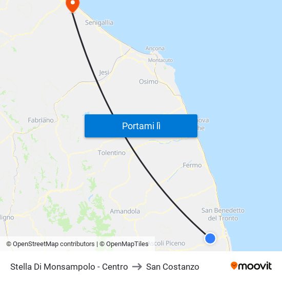 Stella Di Monsampolo - Centro to San Costanzo map