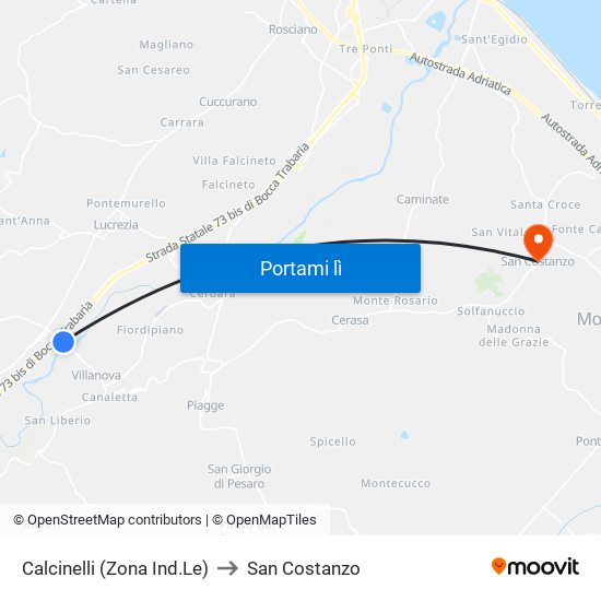 Calcinelli (Zona Ind.Le) to San Costanzo map