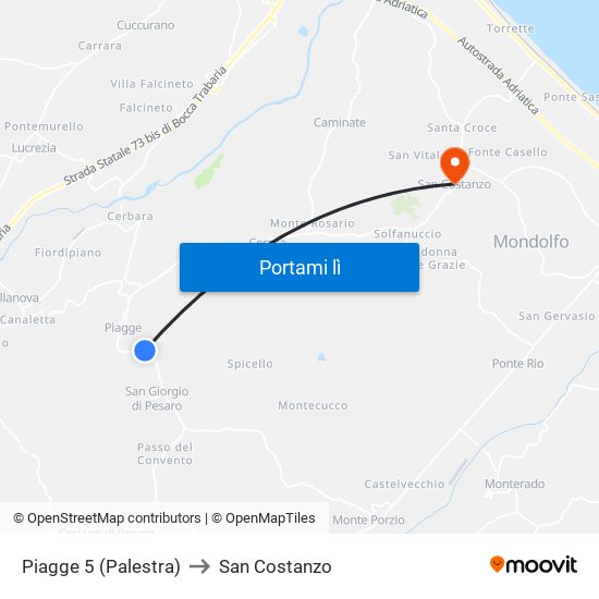 Piagge 5 (Palestra) to San Costanzo map