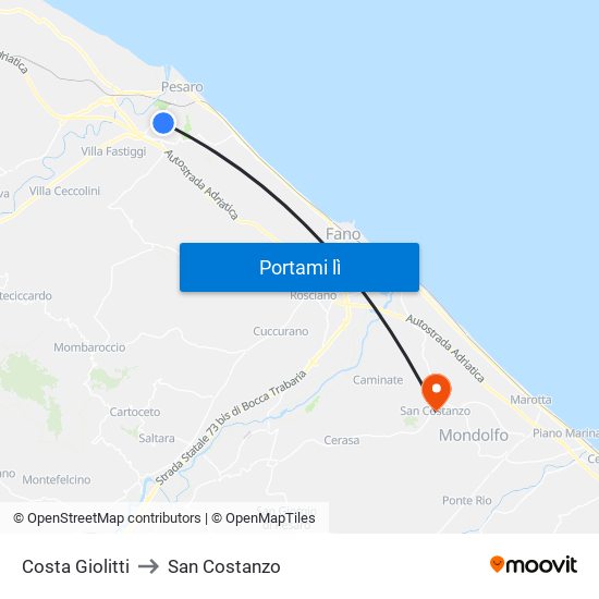 Costa Giolitti to San Costanzo map