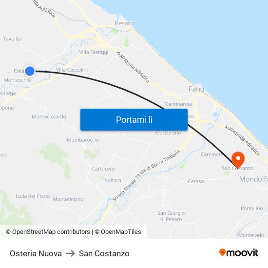 Osteria Nuova to San Costanzo map