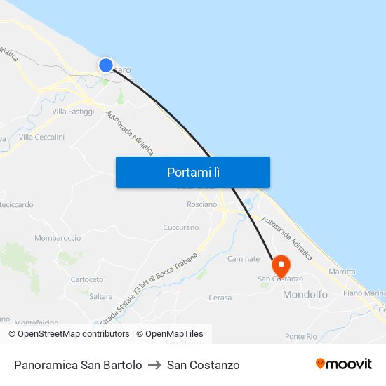 Panoramica San Bartolo to San Costanzo map