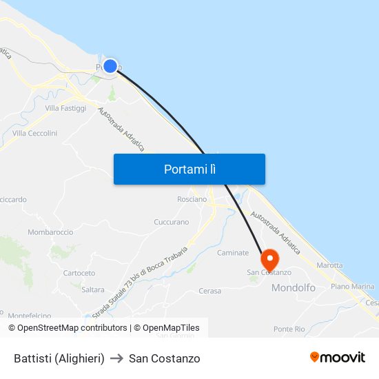 Battisti (Alighieri) to San Costanzo map