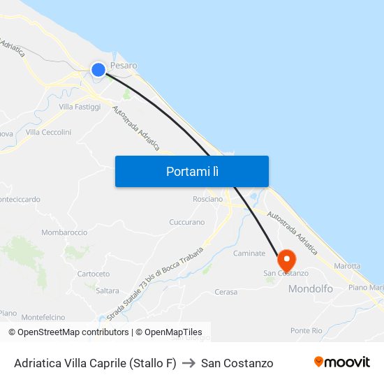 Adriatica Villa Caprile (Stallo F) to San Costanzo map