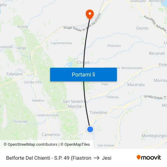 Belforte Del Chienti - S.P. 49 (Fiastron to Jesi map