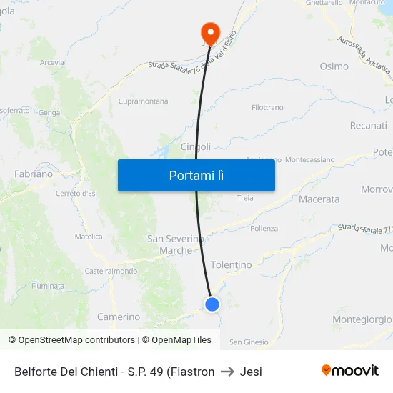 Belforte Del Chienti - S.P. 49 (Fiastron to Jesi map