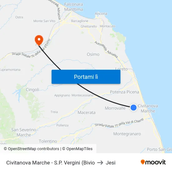 Civitanova Marche - S.P. Vergini (Bivio to Jesi map