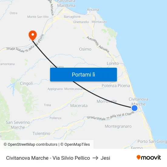 Civitanova Marche - Via Silvio Pellico to Jesi map