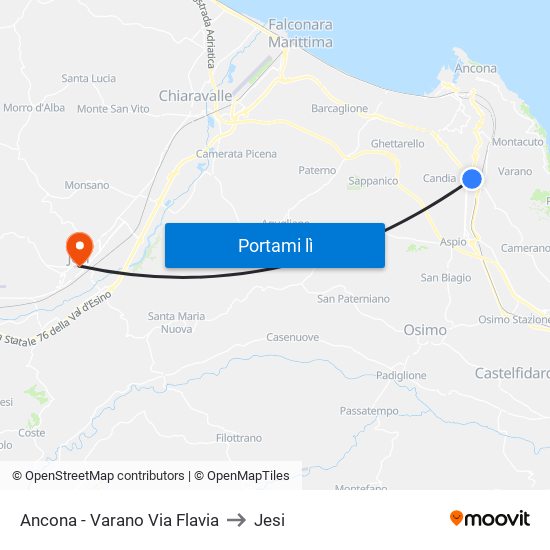 Ancona - Varano Via Flavia to Jesi map